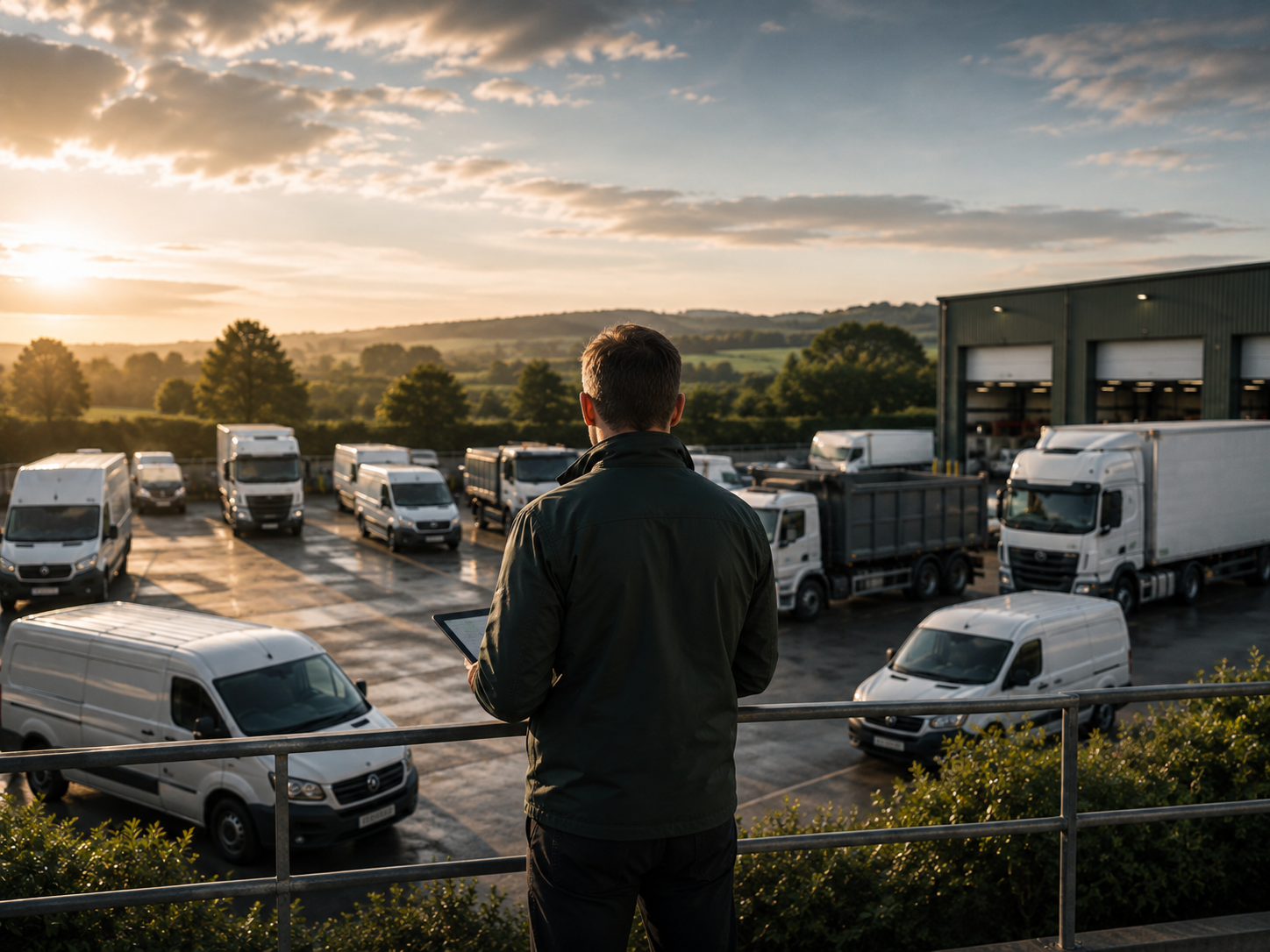 Fleet manager using FleetSlate while overseeing a mixed commercial vehicle fleet